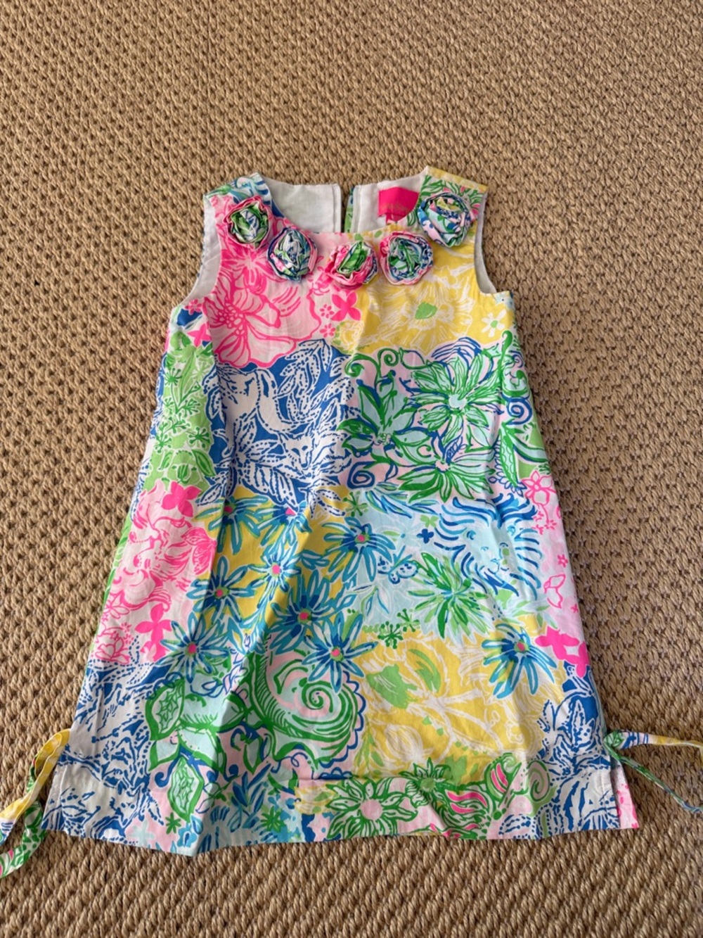 Lilly Pulitzer Floral Multicolor Sleeveless Sundress with Rosette Trim
